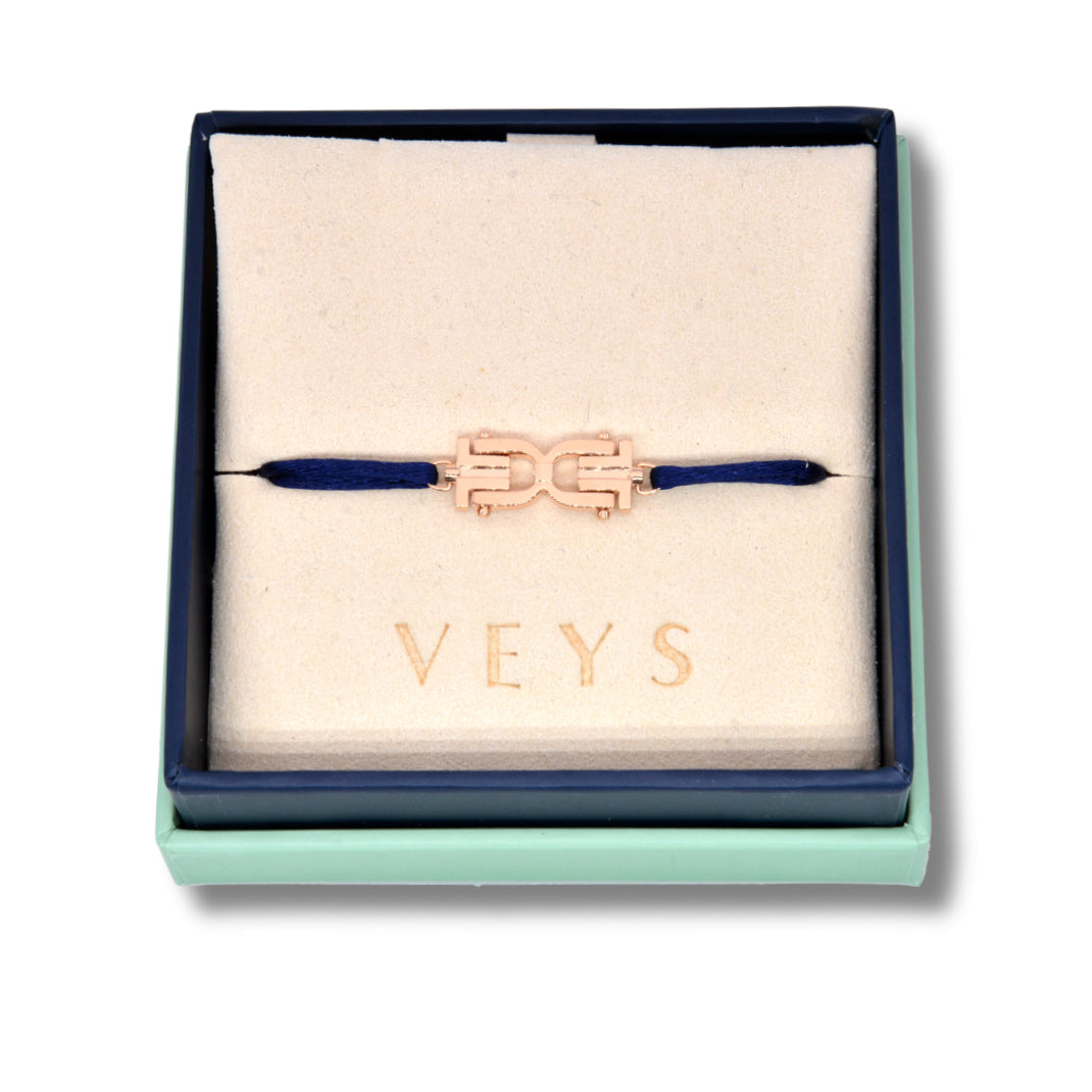 <h3>Cord Bracelet</h3><p><h4>18K Rose Gold - Marine Blue Cord</h4>