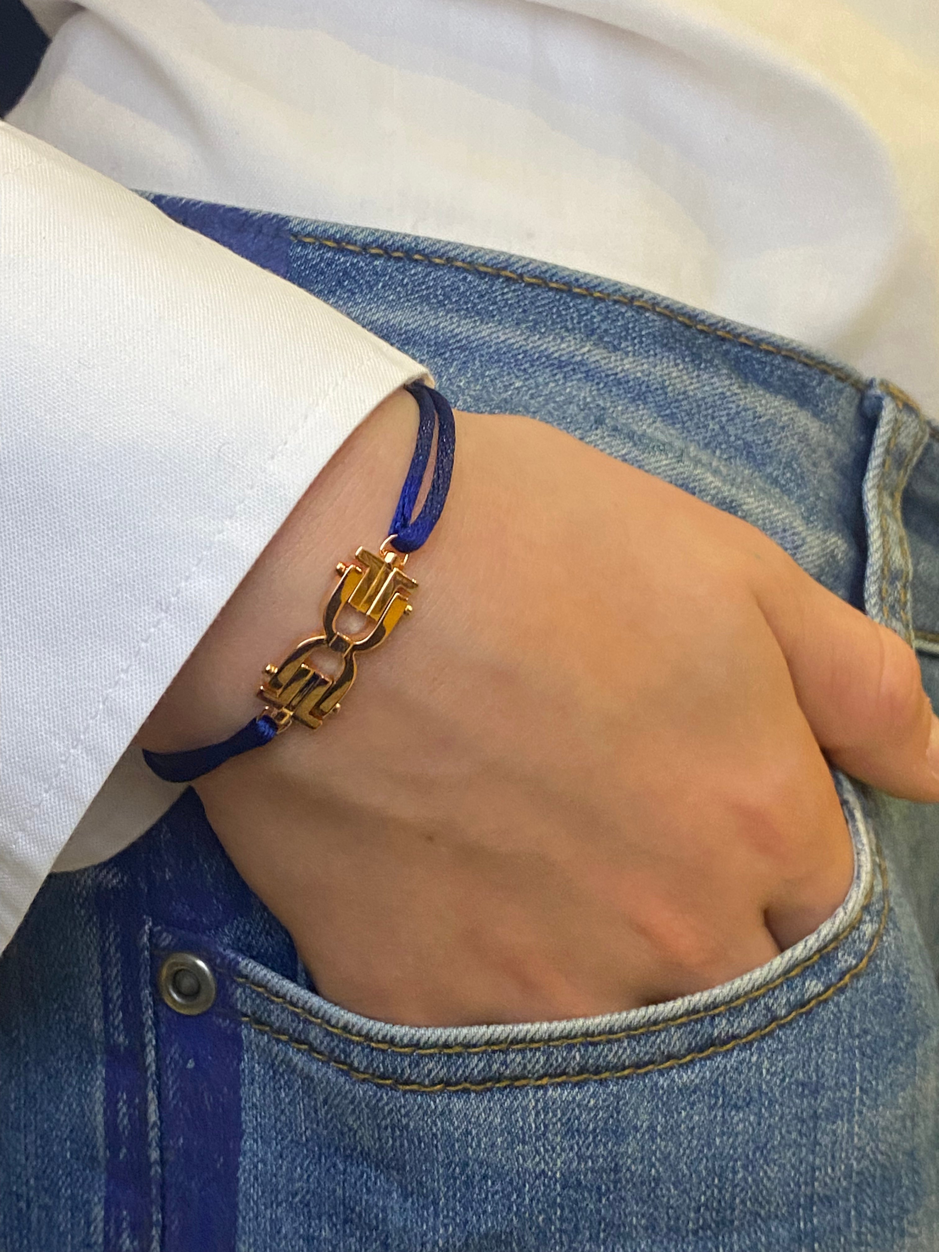 Diapason Duet 18K Rose Gold - Marine Blue Silk Rope