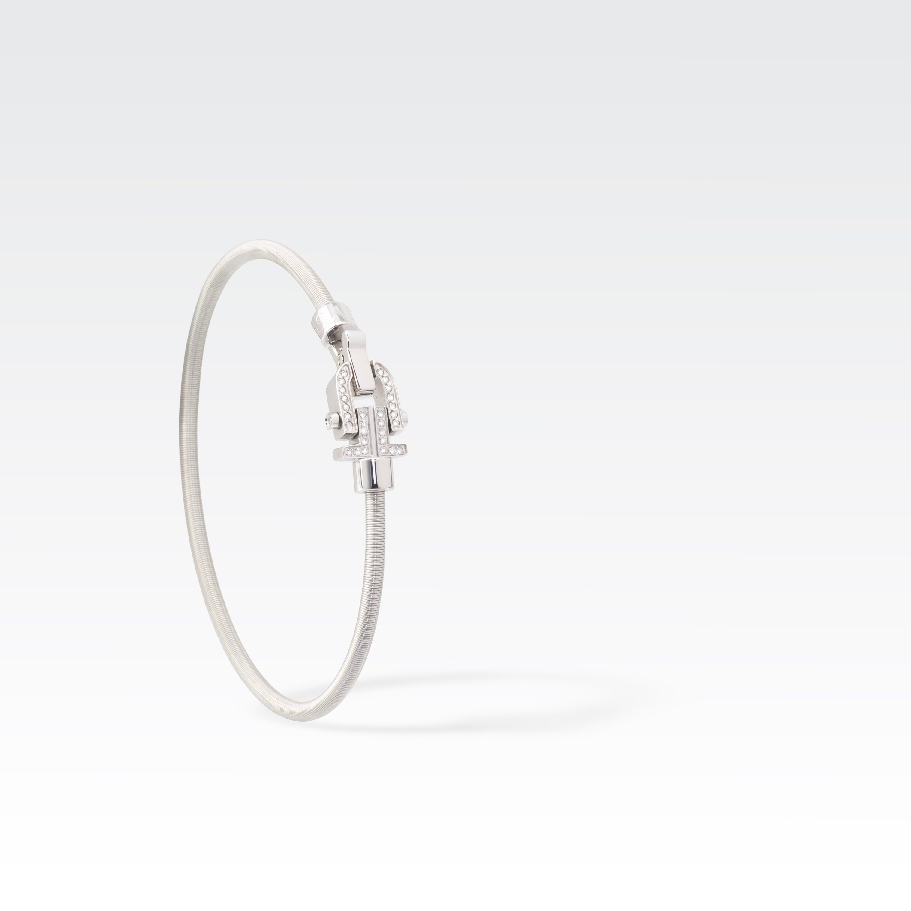 Diapason VIBES Bangle Silver String, White Buckle and Diamonds