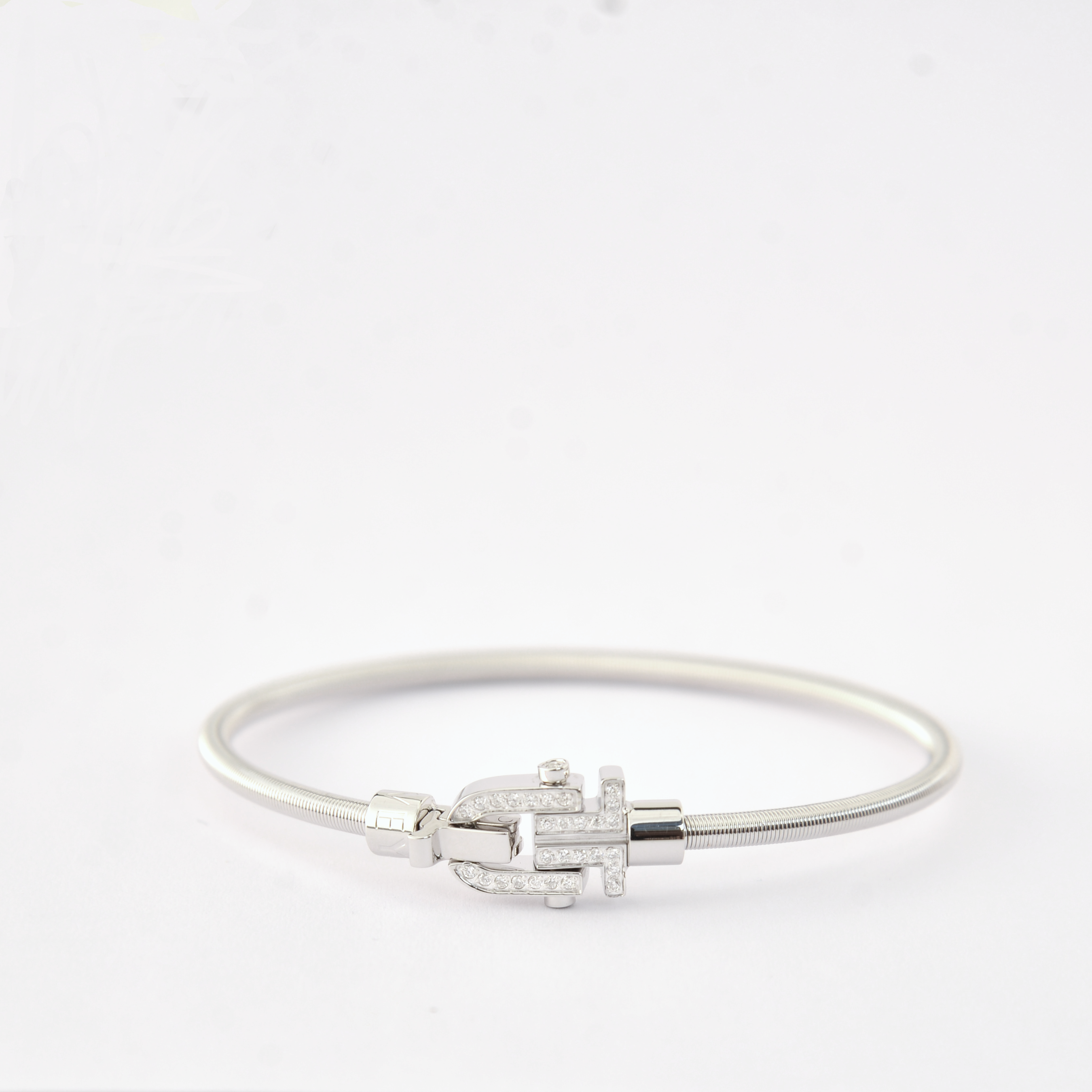 Bracelet Diapason VIBES - Cordon argenté, boucle argenté et diamants