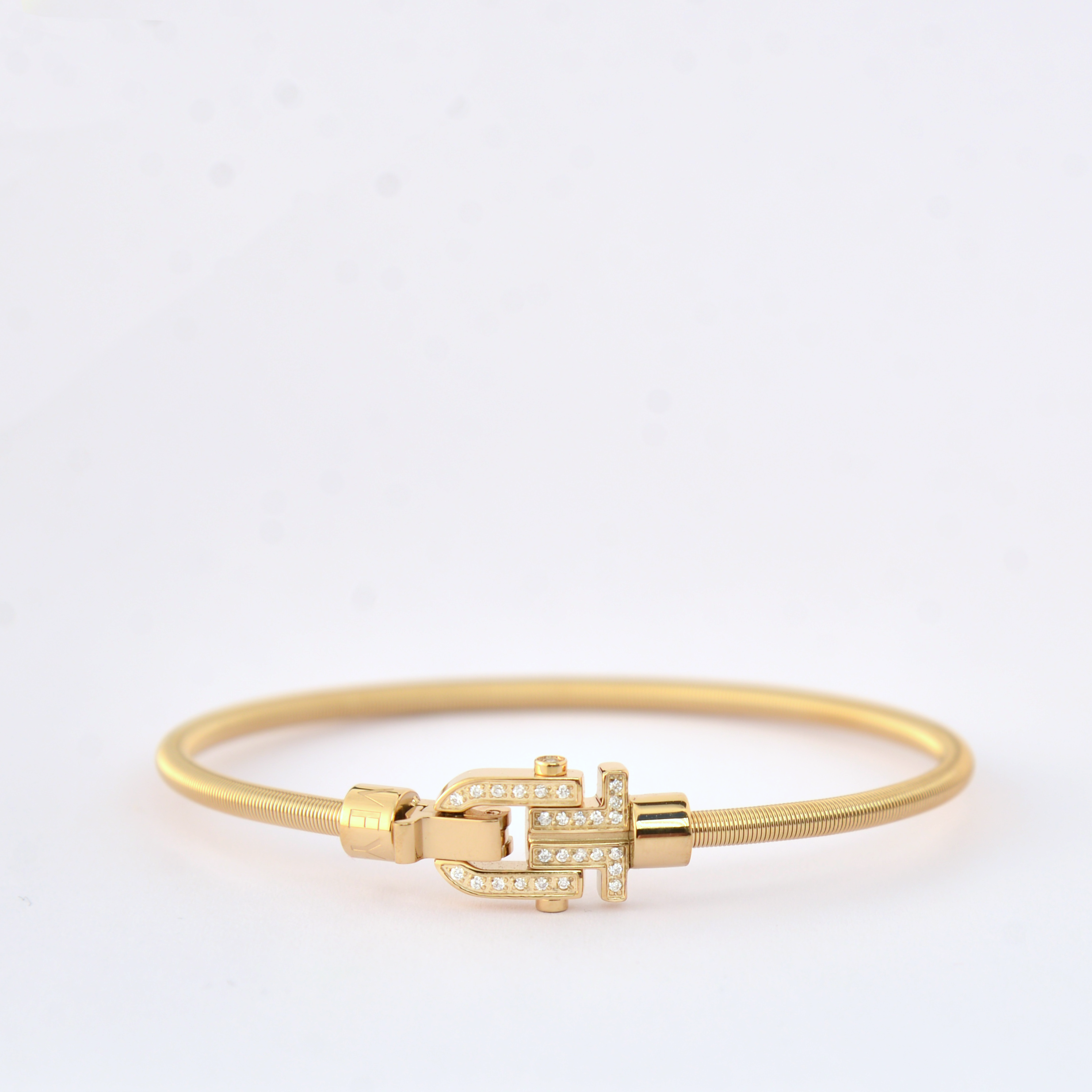 Diapason VIBES Bangle Yellow String, Yellow Buckle and Diamonds (Bracelet Diapason VIBES à corde doré, boucle dorée et diamants)