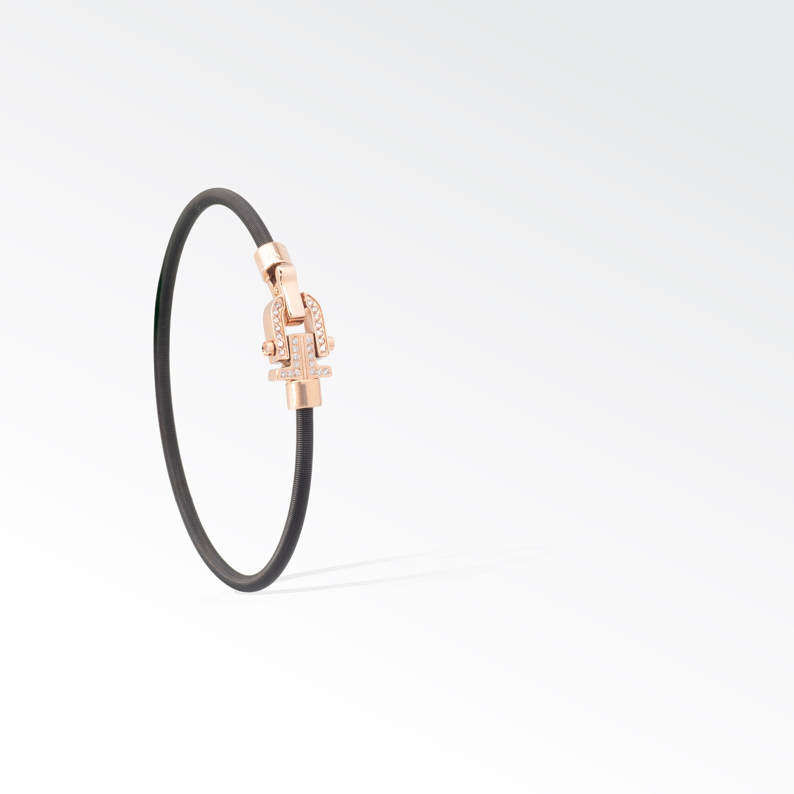 Diapason VIBES Bangle Black String, Pink Buckle and Diamonds