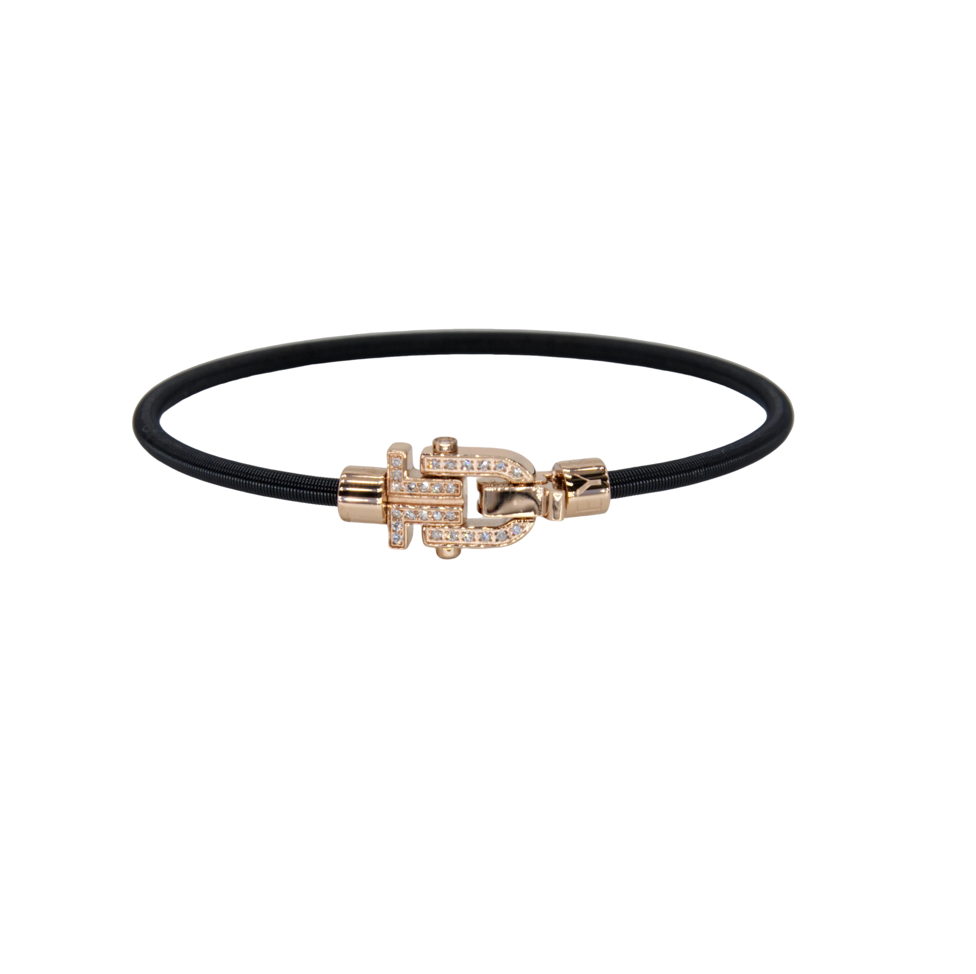 ブレスレット LAZY DAWN unique wave bold bangle Diapason VIBES Bangle Black String, Pink Buckle and Diamonds