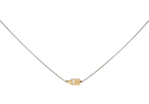 Diapason Necklace in 18K Yellow Gold with Diamonds on Sterling Silver Chain