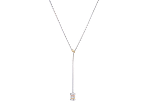 Lock to Heaven Pendant Y shape Necklace in 18K Gold and Silver