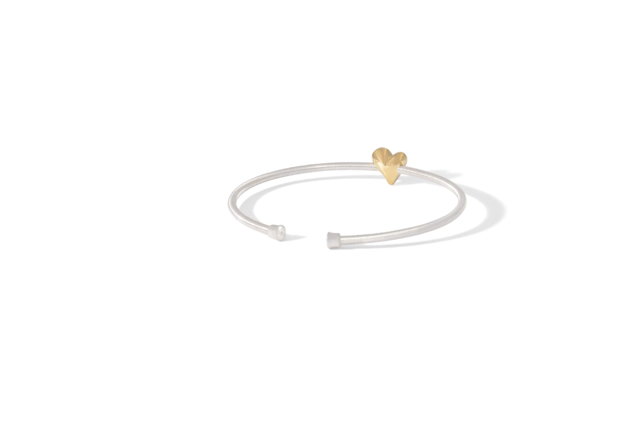 Prelude Heart Bangle In 18K Gold And Sterling Silver 925 3