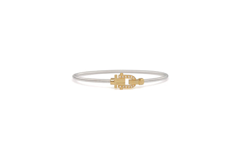 VEYS® Signature Diapason Bangle in 18K Yellow Gold with Diamonds on Sterling Silver