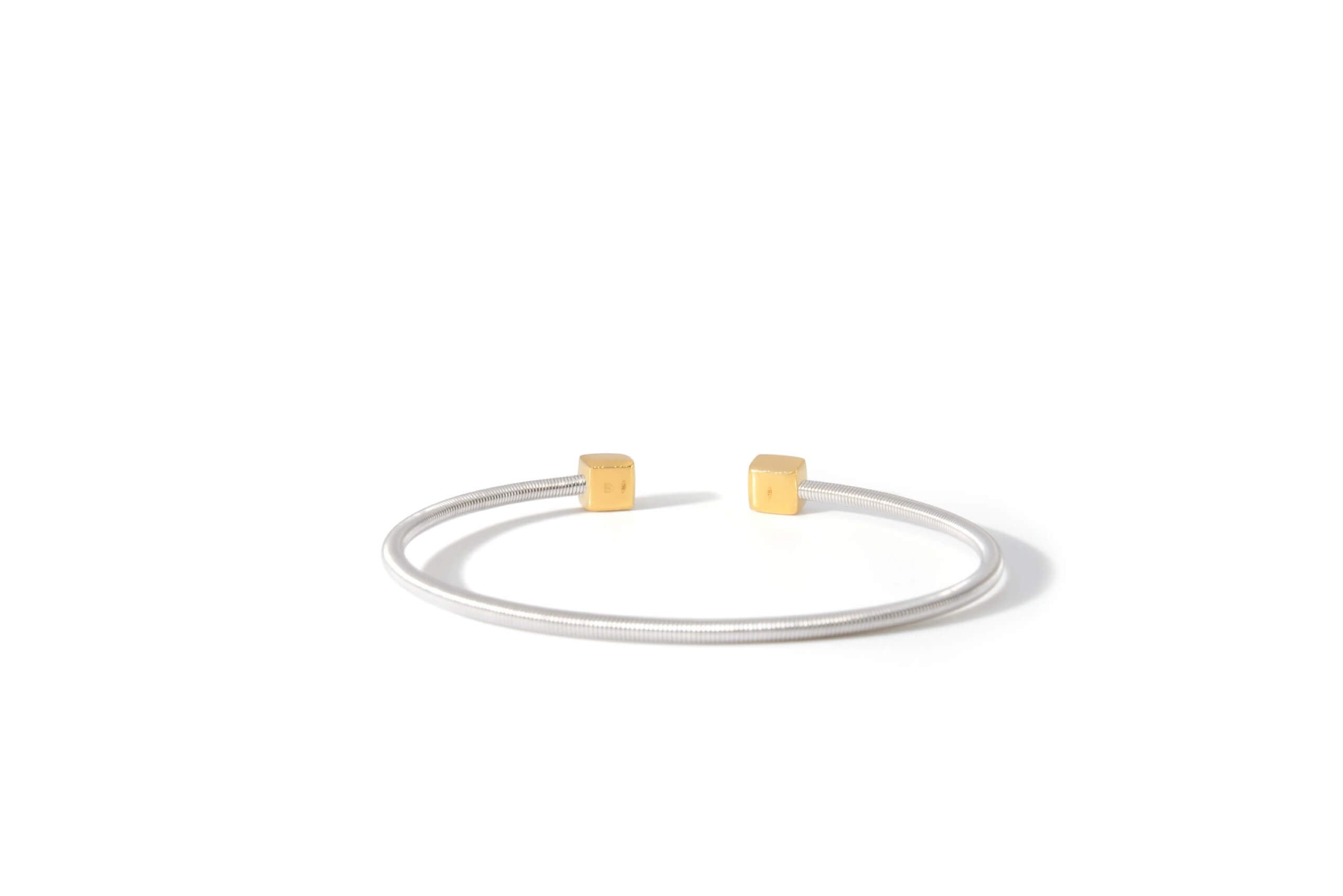 Prelude Cushion Bangle In 18K Gold And Sterling Silver 925 3
