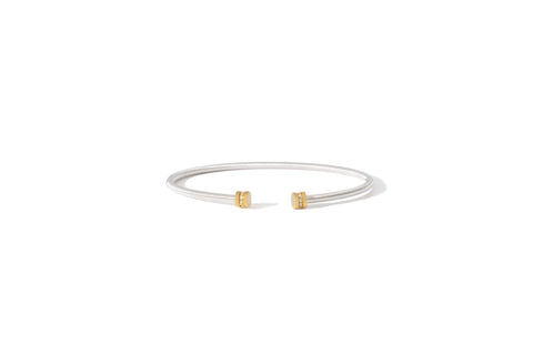 Prelude Macaron in 18K Yellow Gold  with Diamonds on Silver Piano String Bangle